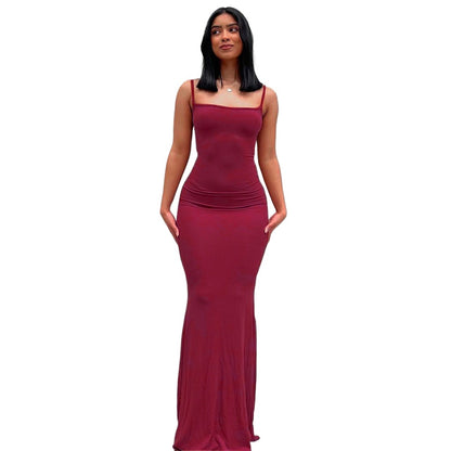 Casual Slim Fit Skims-Style Maxi Dress with Straps