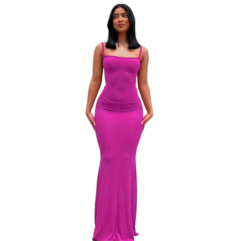 Casual Slim Fit Skims-Style Maxi Dress with Straps