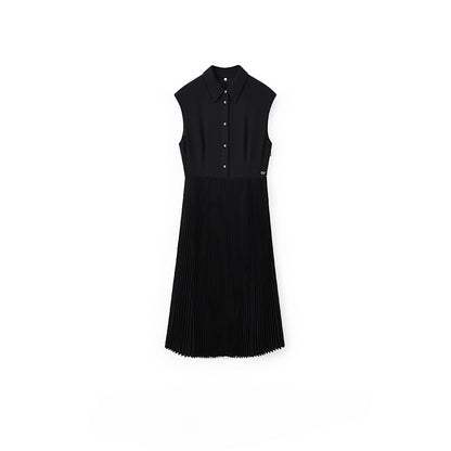 Summer 2024 Heavy Pleated Sleeveless Slim Fit Acetate Little Black Dress