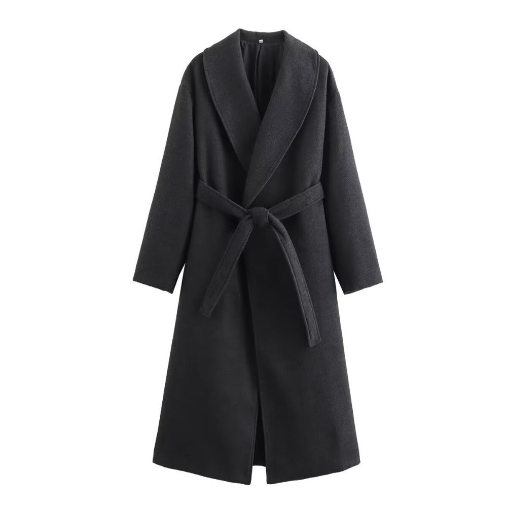 Women's Street Style Long Wool Trench Coat