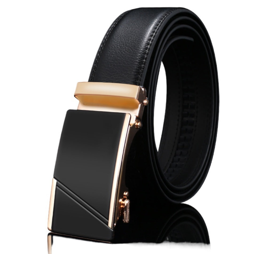 Comfort-Fit Leather Belt with Stylish Buckle