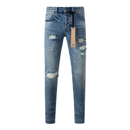 Edgy Blue Denim with Distressed Rip Accents 3007