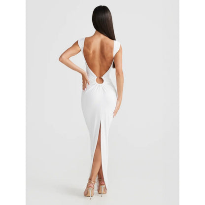 New Sexy Sleeveless Off-Shoulder Backless Split Maxi Dress D1993130