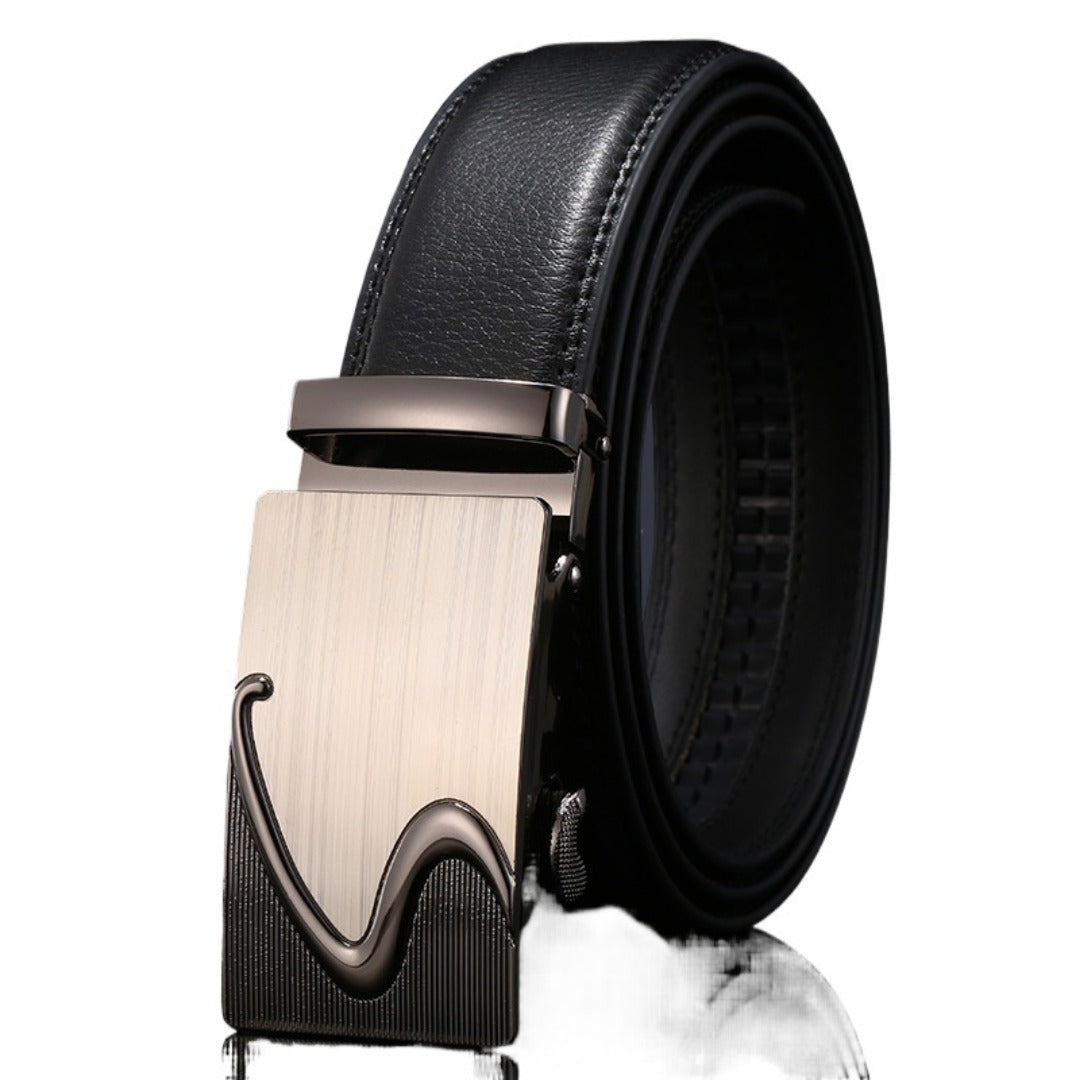 Chic Leather Belt with Automatic Buckle