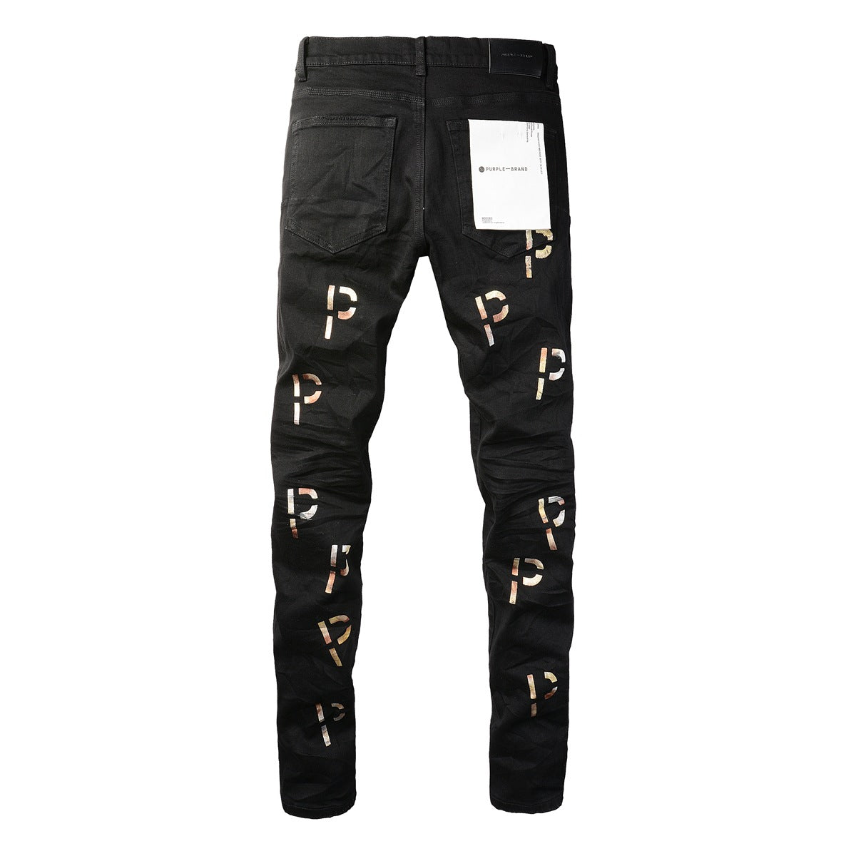 New Black Letter Printing Vintage Personality Fashion Ripped Jeans 9008