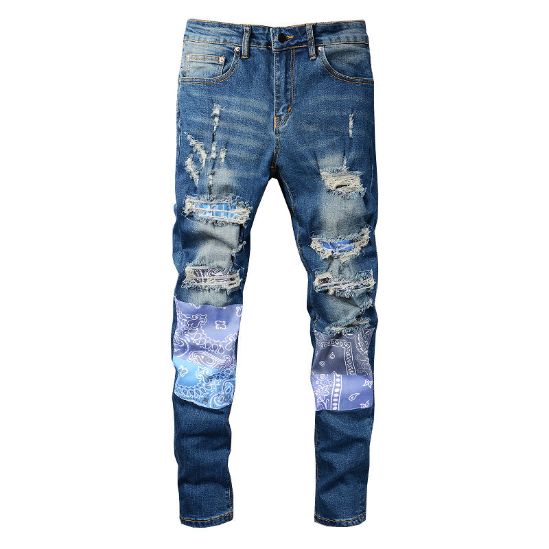 Jeans tendance High Street pour hommes, jeans déchirés, pantalons slim tendance #832 