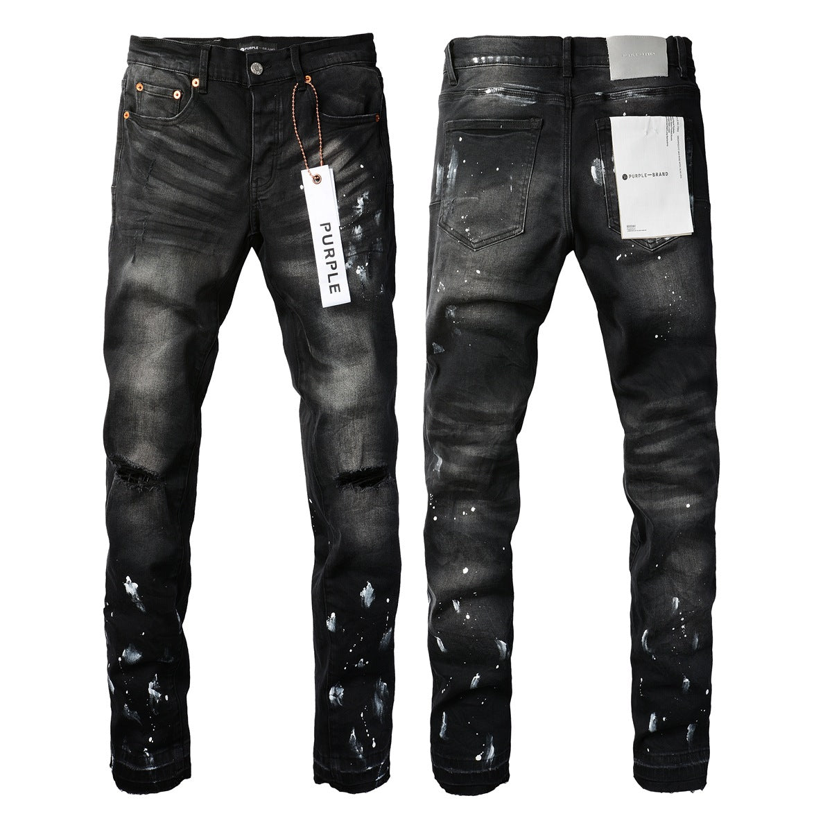 Jeans Purple Brand With High Street Black Paint Distressed 7025 Fashion Pants