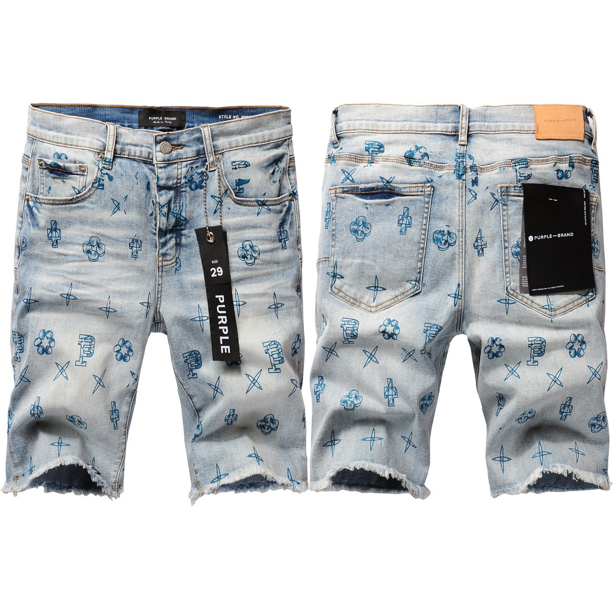 Blue Jean Shorts 5063 with Blue Print Design