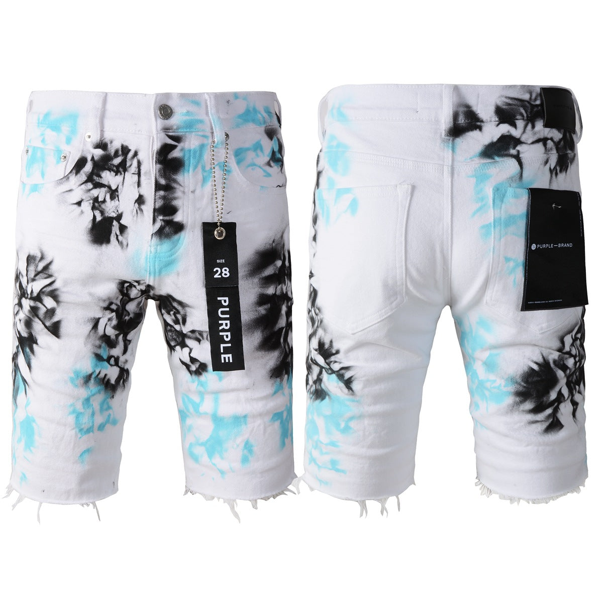 White Tie-Dye Printed Jean Shorts 5065 with a Stylish and Unique Design