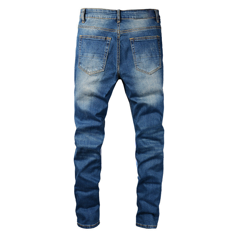 Jeans tendance High Street pour hommes, jeans déchirés, pantalons slim tendance #832 