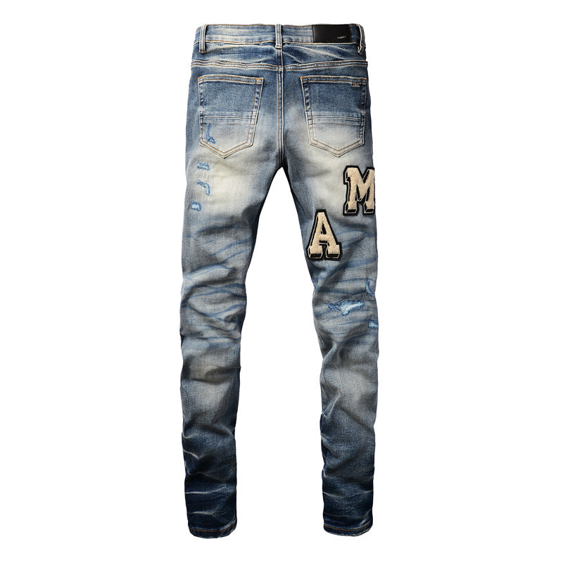 Purple Mens Jeans Designer Jeans High-End Quality Slim Casual Straight Design Skinny Straight Jeans