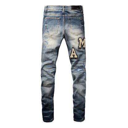 Purple Mens Jeans Designer Jeans High-End Quality Slim Casual Straight Design Skinny Straight Jeans 8826