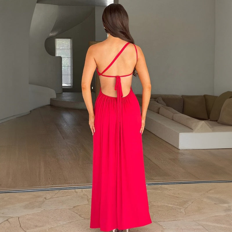 New Tie-Back Open-Back Sexy Split Long Skirt Dress