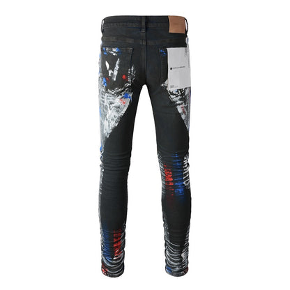 New Black Graffiti Vintage Personality Fashion Jeans