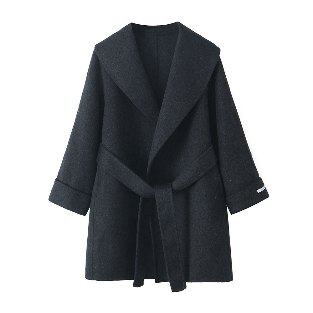 New Double-Sided Cashmere Mid-Length Belted Slim Coat for Women