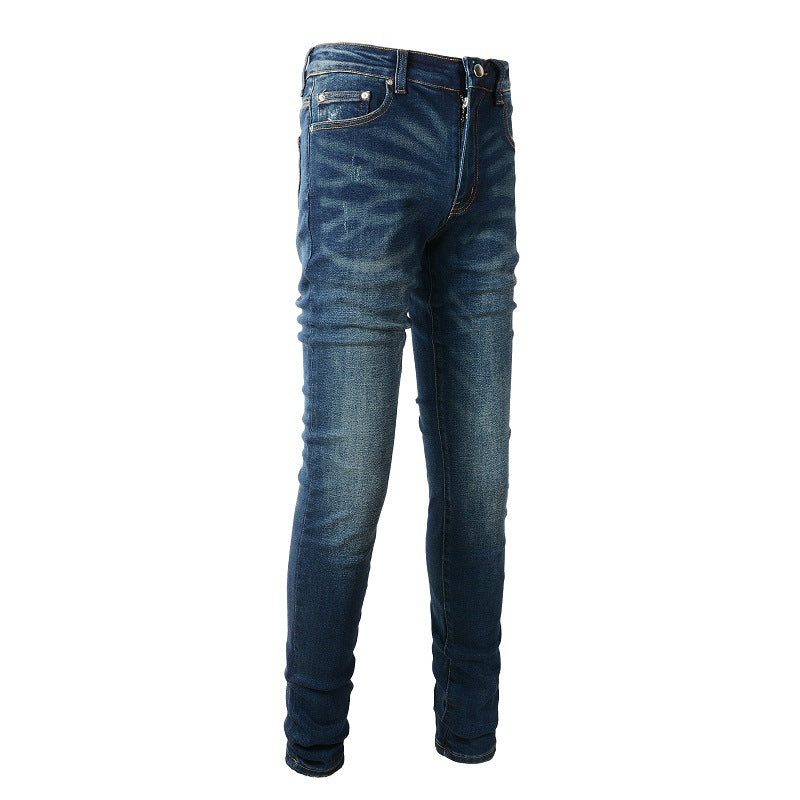 6601 Jeans de calle de marca de moda europea y americana, jeans azules para hombre, versión coreana 