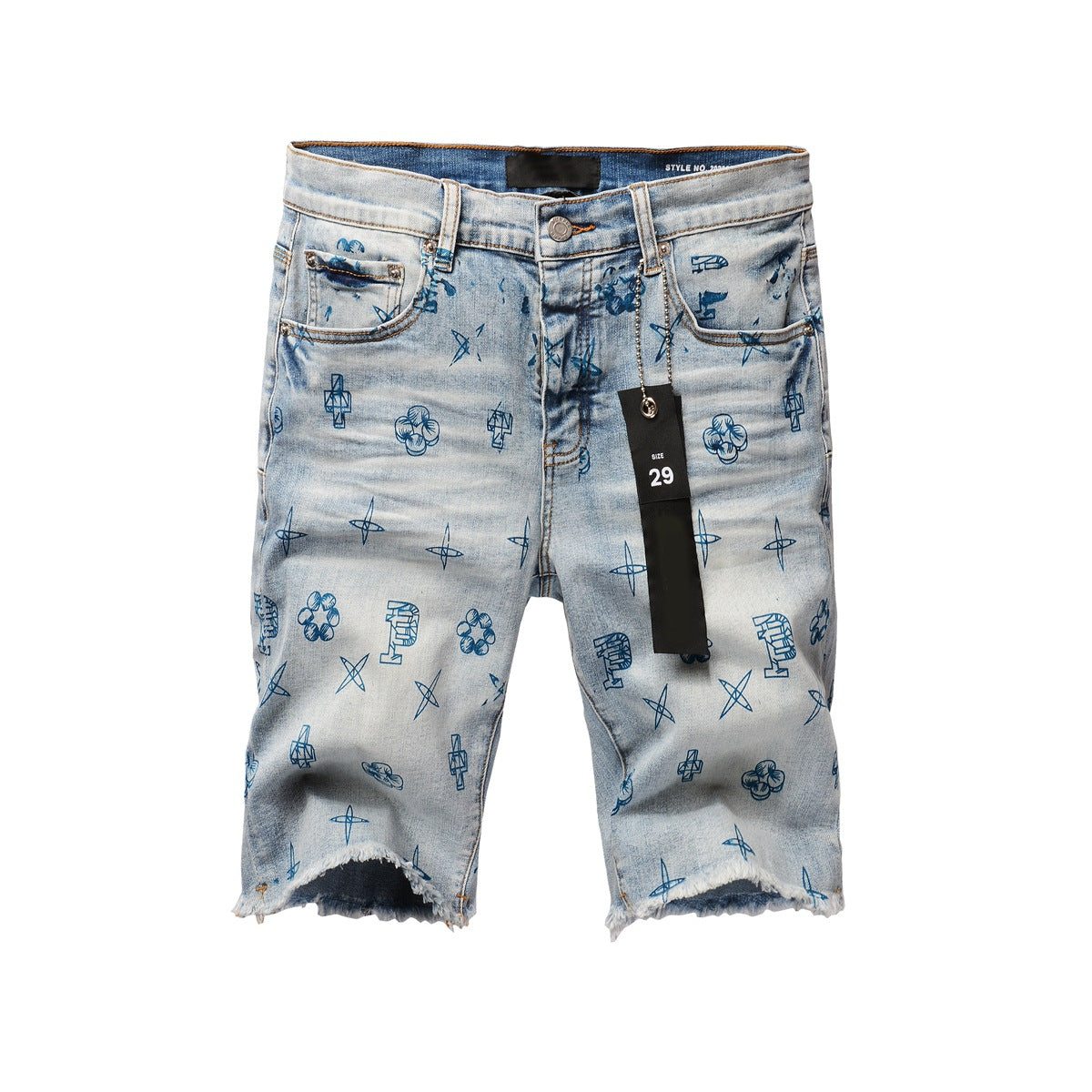 Blue Jean Shorts 5063 with Blue Print Design