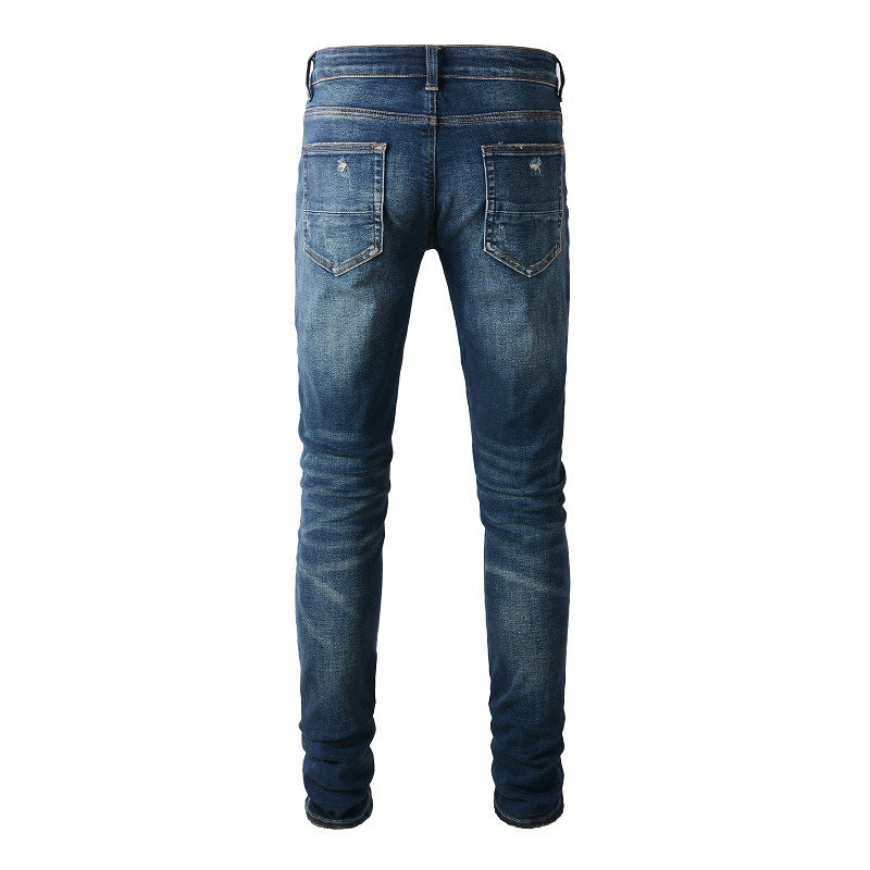 894 European and American Trendy Brand High Street Jeans Blue Men's Jeans Korean Version