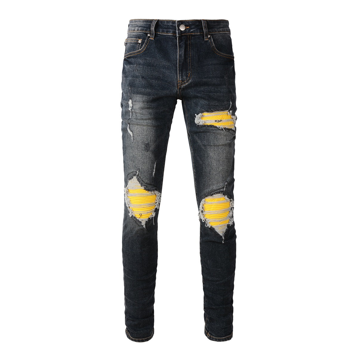 Designer Jeans For Mens Mens Jeans Jeans High Street Hole Star Patch Mens Womens Star Embroidery Panel Trousers Stretch Slim-fit Trousers Pants 40583