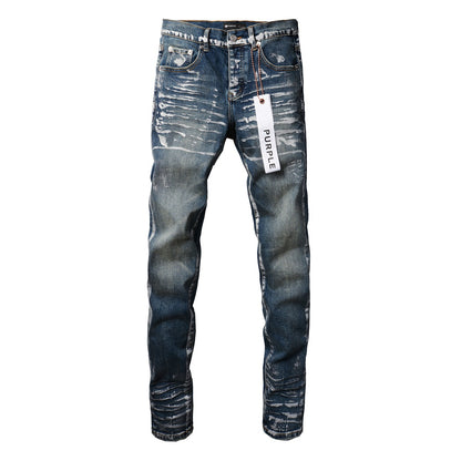 Jeans With Light Dark Paint Distressed Fashion Trend High 9040