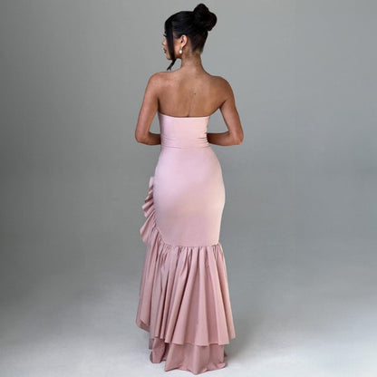 New Fashionable Sexy Off-Shoulder Strapless Asymmetrical Elegant Dress D1992886