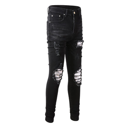 Jean déchiré noir tendance High Street Slim Stretch High Street #849 