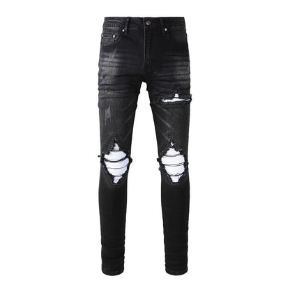 Classic Retro Washing Water Ripped Denim Men and Women The Same Style, Men's Stacking Denim Casual