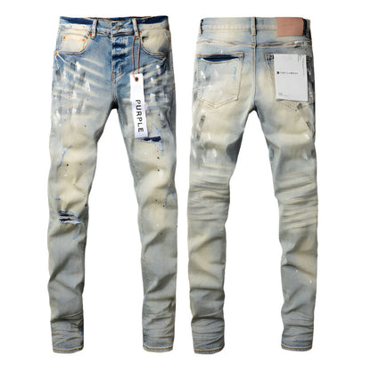 Fashion Men Black Jeans Distressed Hole Unique Personality 9007