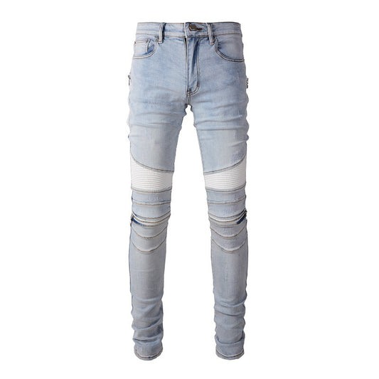 Jeans de marca de moda Cross-border Jeans retro estilo locomotora Jeans para hombre Slim #6630 