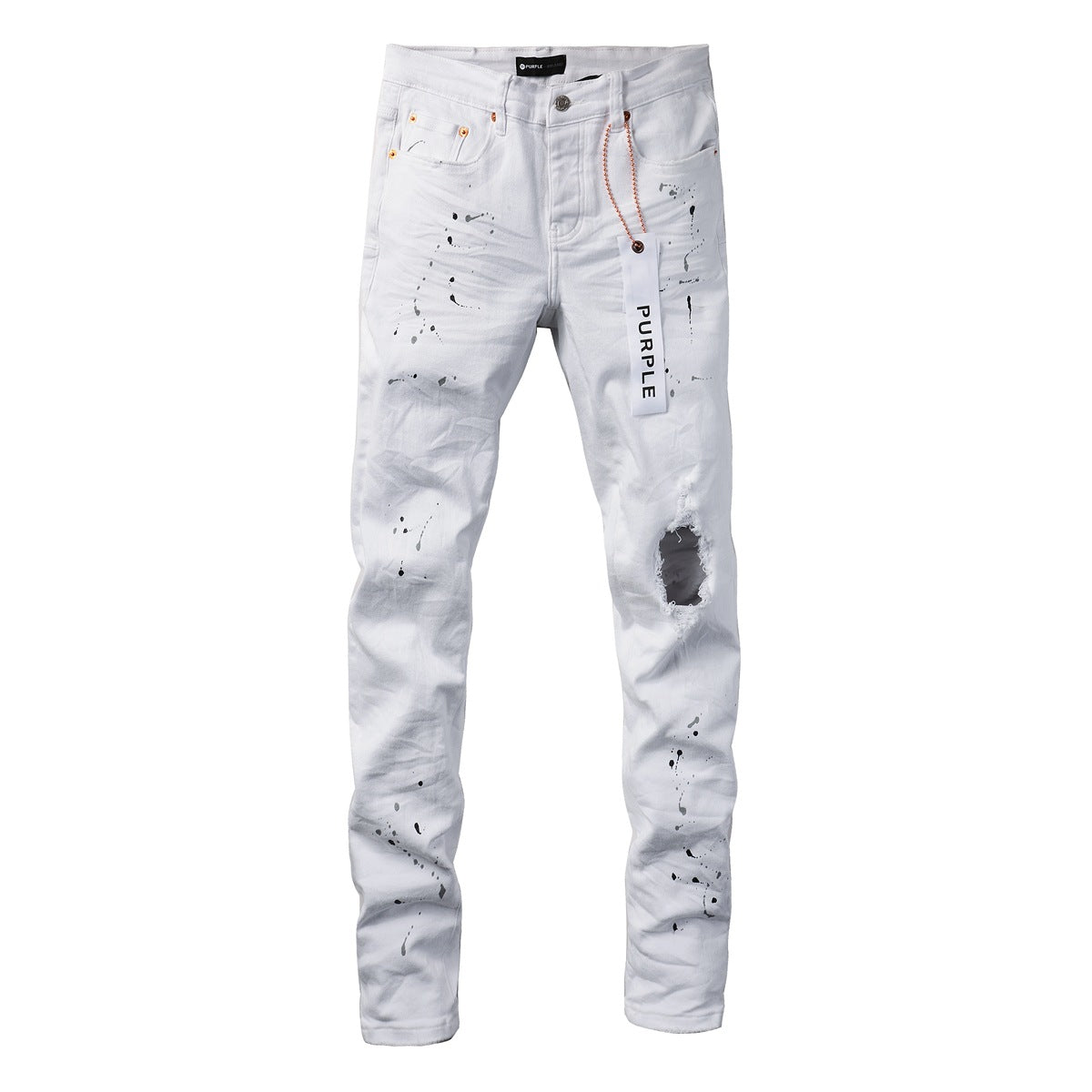 White Ink Spot Vintage Personality Fashion Ripped Jeans