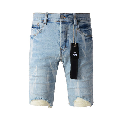 Blue Distressed Jean Shorts 5069 with Trendy Ripped Details