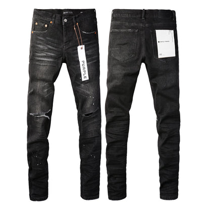 Black New Mens Personality Fashion Ripped Jeans 9035