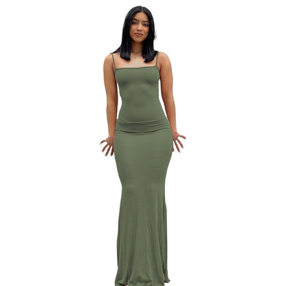 Casual Slim Fit Skims-Style Maxi Dress with Straps