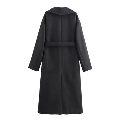 Women's Street Style Long Wool Trench Coat