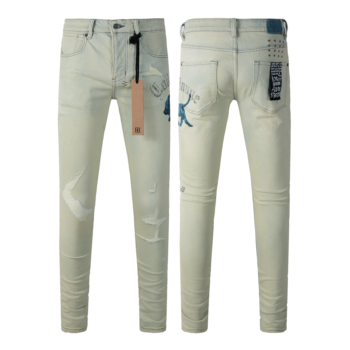 Vintage Washed High-Rise Skinny Jeans with Distressed Details 3012