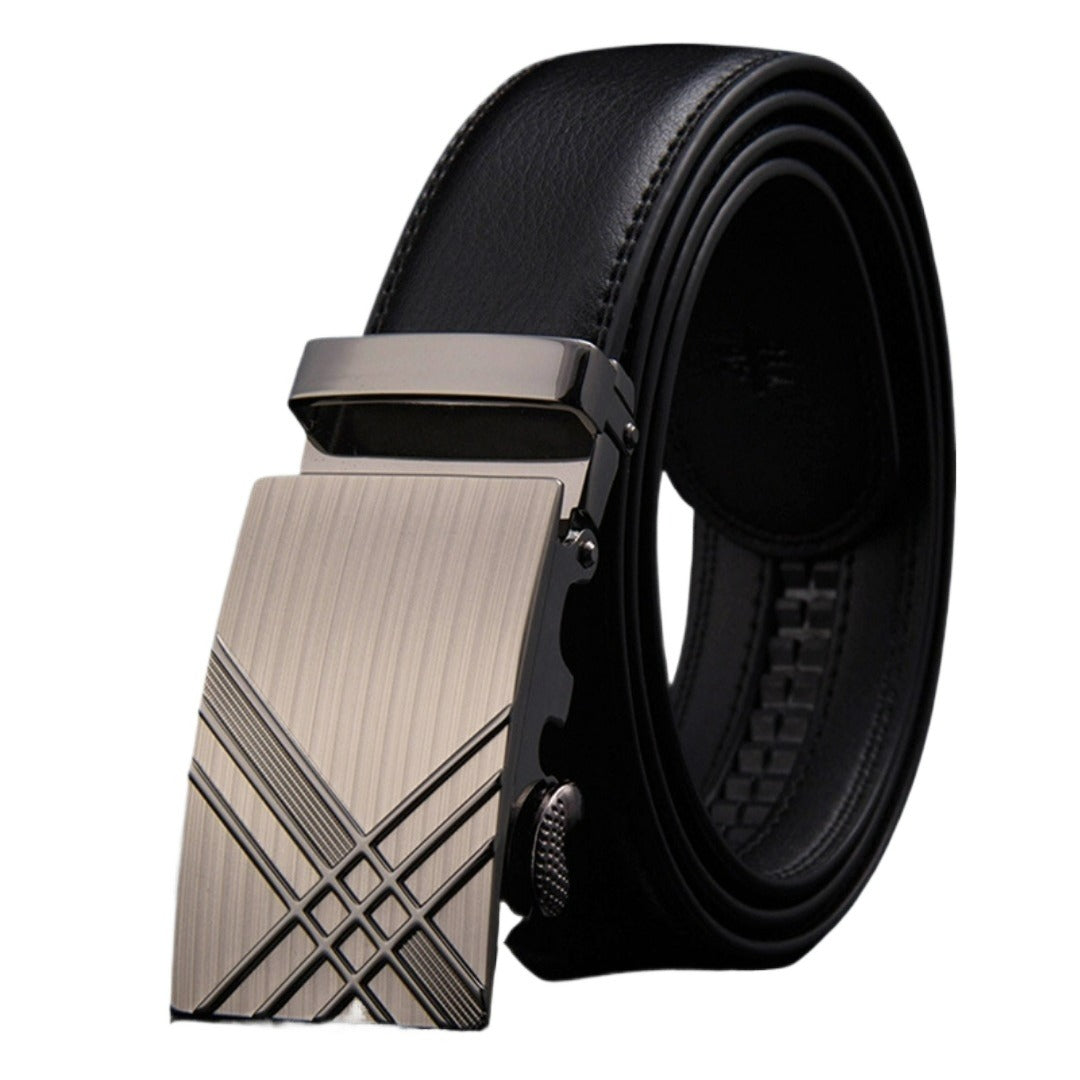 Elegant Men's Leather Belt with Sleek Buckle